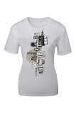 T-shirt con scollo a O con stampa di moda bianca
