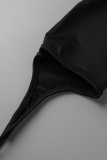 Svarta sexiga solida urholkade skinny jumpsuits med en axel