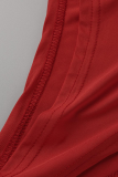 Vestidos de vestidos irregulares com borla de patchwork vermelho sexy broca quente decote em V