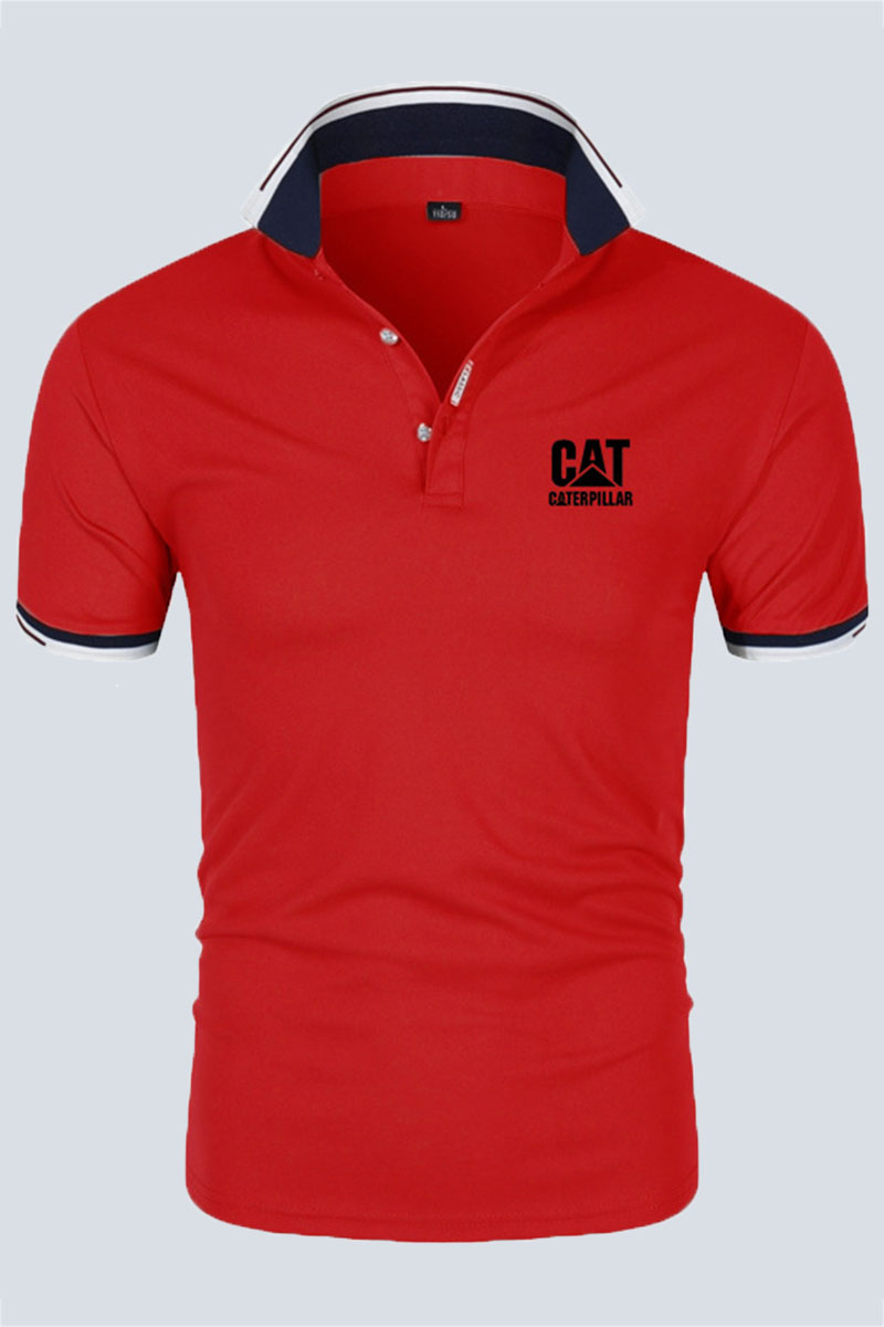 

Red Fashion Casual Print Letter POLO collar Tops