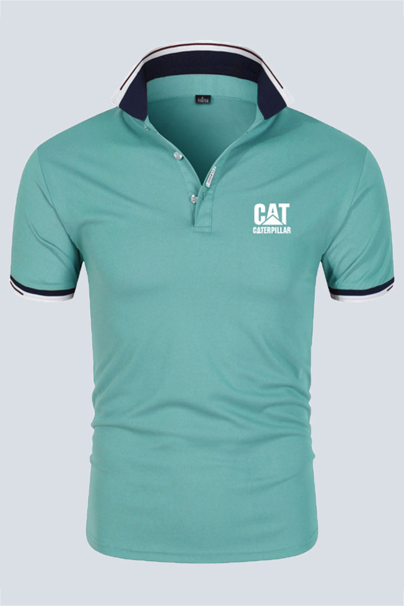 Lake Blue Fashion Casual Print Letter POLO collar Tops