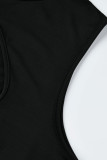 ブラックセクシーソリッドホローアウトパッチワークOネックワンステップスカートプラスサイズのドレス