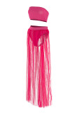 Розово-красный модный сексуальный однотонный купальник с открытой спиной, комплект из трех предметов