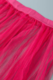 Conjunto de tres piezas de traje de baño sin espalda sólido sexy de moda roja rosa