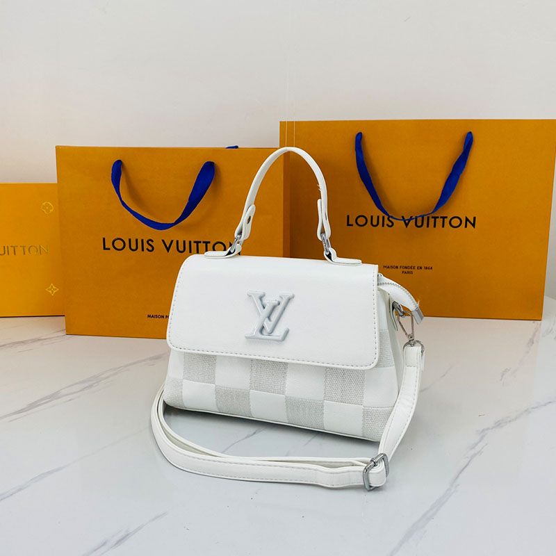 

White Fashion Vintage Plaid Letter Bags