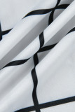 Due pezzi senza maniche con cinturino per spaghetti patchwork con stampa scozzese sexy bianca