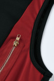 Black Casual Solid Bandage Patchwork Zipper Collar Regular Jumpsuits
