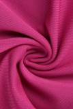 Roupa esportiva casual estampada rosa vermelha patchwork decote em U sem manga duas peças