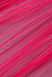 Conjunto de tres piezas de traje de baño sin espalda sólido sexy de moda roja rosa
