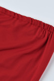 Röd Sexig Solid Patchwork Slit Strapless Regular Jumpsuits