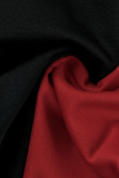 Zwarte casual effen bandage patchwork ritssluiting kraag reguliere jumpsuits