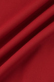Röd Sexig Solid Patchwork Slit Strapless Regular Jumpsuits
