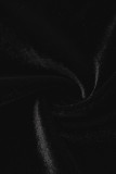 Pagliaccetti regolari con colletto con cerniera patchwork solido nero casual