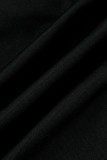 Ropa deportiva casual sexy negra Sólido sin espalda Cuello en U Sin mangas Dos piezas