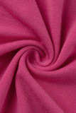 Rosa Mode Casual Plus Size Solid Pocket V-hals Kortärmad Klänning