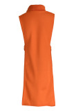 Tops de gola alta vazada com estampa sexy vermelho tangerina moda
