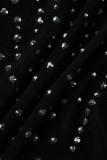 Черное сексуальное лоскутное горячее сверление прозрачное платье без рукавов с открытой спиной на тонких бретелях