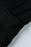 Ropa deportiva casual sexy negra Sólido sin espalda Cuello en U Sin mangas Dos piezas