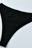 Robe sans manches à bretelles fines et dos nu en patchwork sexy noir