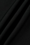 Schwarze Mode Sexy Solide Ausgehöhltes Patchwork Rückenfreier Spaghettibügel Ärmelloses Kleid Kleider