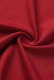 Robe sans manches à bretelles spaghetti dos nu imprimée de lèvres sexy à la mode rouge