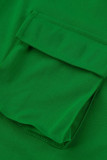 Grüner, lässiger, solider Patchwork-Reißverschlusskragen in Übergröße