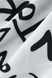 Weiß Mode Lässig Briefdruck Grundlegende Umlegekragen Hemdkleid Kleider