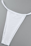 Weiße Mode Sexy Solide Ausgehöhlte Durchsichtige Badebekleidung