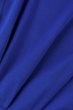 Blaue Art und Weise reizvolle feste rückenfreie V-Ausschnitt-unregelmäßige Kleid-Kleider