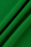 Зеленые повседневные однотонные лоскутные комбинезоны с воротником-молнией больших размеров