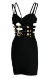 Черное модное сексуальное однотонное платье в стиле пэчворк с открытой спиной на бретельках без рукавов