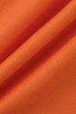 Hauts à col roulé évidés à la mode rouge tangerine