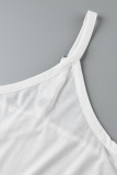 Witte sexy casual plus-size effen zak met spaghettibandjes lange jurk