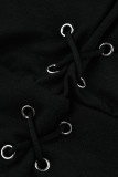 Cinturino per spaghetti patchwork solido casual grigio Plus Size due pezzi