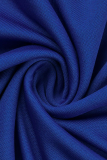 Синий сексуальный горошек Лоскутный кардиган с воротником три четверти из двух частей