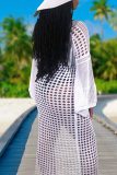 Black Fashion Casual Solid Hollowed Out See-through Swimwears Cover Up