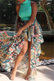 Multicolor Mode Casual Print Asymmetrisk Plus Size kjol