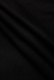Schwarzer, modisch bedruckter Patchwork-Jumpsuit mit Boot-Cut-Ausschnitt und einer Schulter