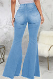 Moda preta casual sólido patchwork cintura alta corte bota jeans jeans