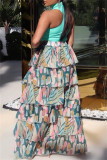 Multicolor mode casual print asymmetrische rok in grote maten