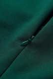 Vestidos retos verdes casuais de patchwork sólido com decote O