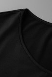 Черная повседневная повязка с принтом в стиле пэчворк с круглым вырезом большого размера из двух частей