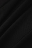 Robe noire à bretelles spaghetti imprimée décontractée Robes grande taille