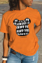 T-shirts à col rond basiques à imprimé dessin animé orange