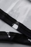 Blå Casual Print Patchwork Asymmetriska Strapless Jumpsuits i plusstorlek