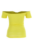 Yellow Fashion Casual Solid Backless Off the Shoulder T-Shirts