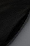 ブラック カジュアル プリント パッチワーク スパゲッティ ストラップ スリング ドレス プラス サイズ ドレス
