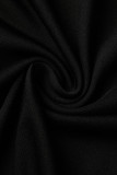 ブラックカジュアルプリントパッチワークVネックストレートプラスサイズのドレス