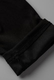 Black Sexy Solid Hollowed Out Split Joint V Neck Regular Jumpsuits