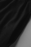 Schwarze, lässige, einfarbige, einfarbige Street-Hose mit ausgehöhltem Patchwork, normaler hoher Taille und Bleistift